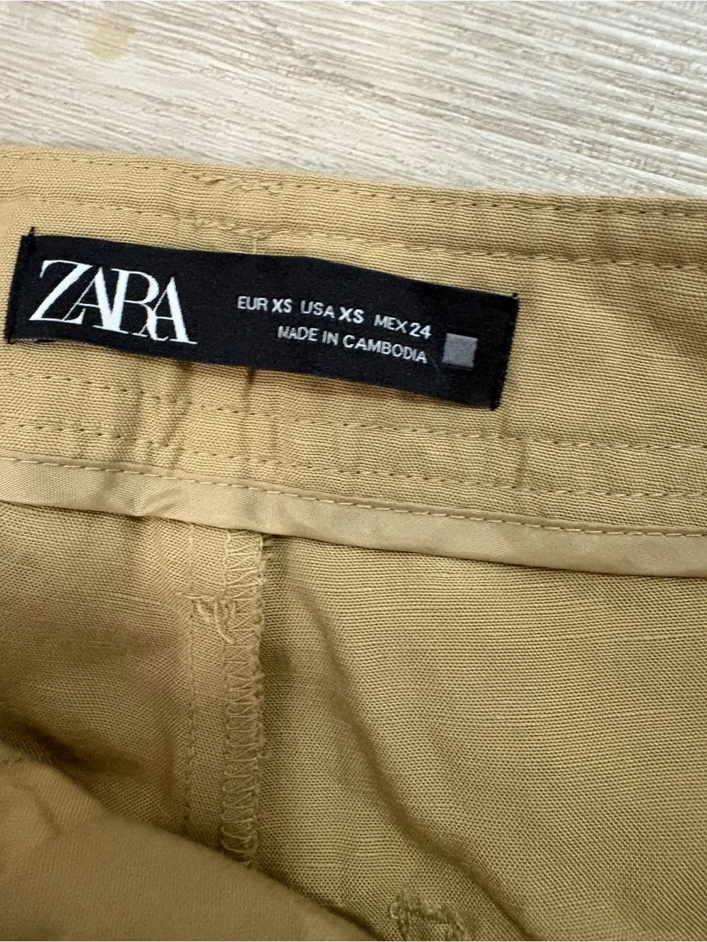 ZARA Linen Blend Wide Leg Utility Pants XS Camel
